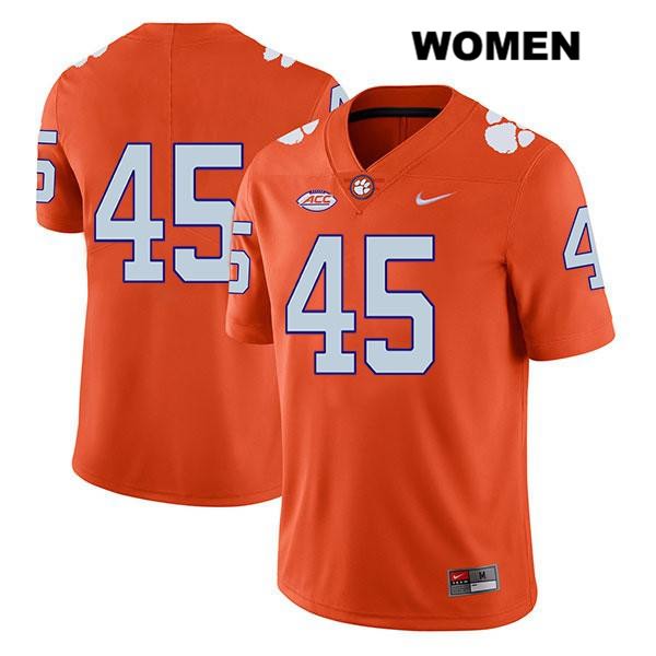 Women's Clemson Tigers #45 Matt McMahan Stitched Orange Legend Authentic Nike No Name NCAA College Football Jersey OOS1046ZY